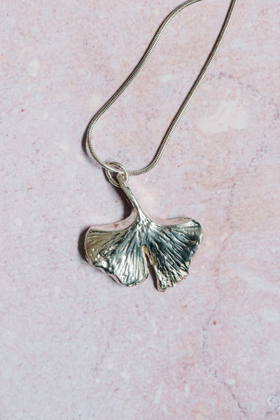 Silver Ginkgo Leaf Necklace