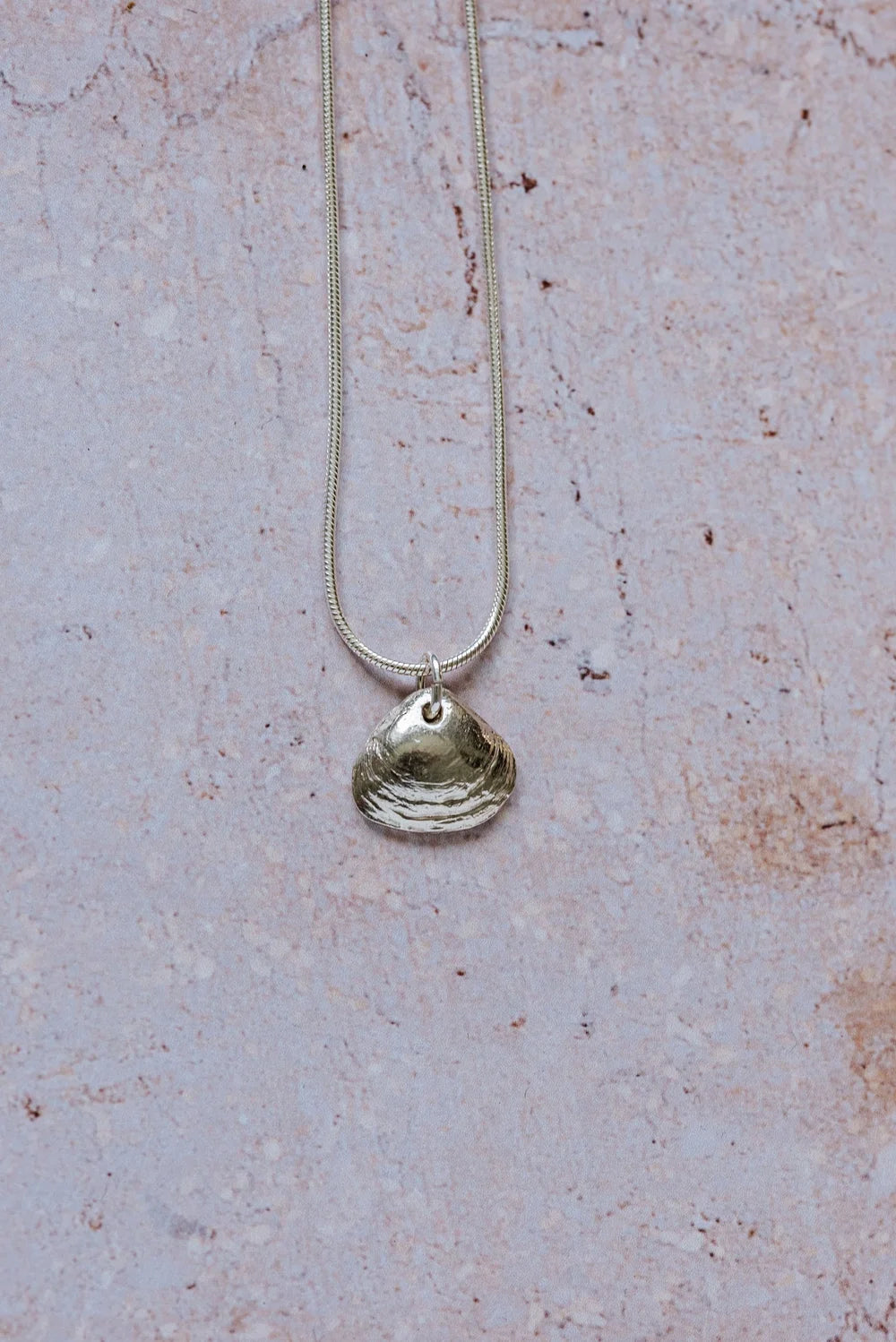 Handmade fine silver seashell pendant necklace on 16-inch chain, coastal-inspired jewellery by Magic of Fireflies and Dragonflies