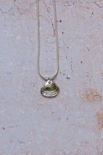 Handmade fine silver seashell pendant necklace on 16-inch chain, coastal-inspired jewellery by Magic of Fireflies and Dragonflies