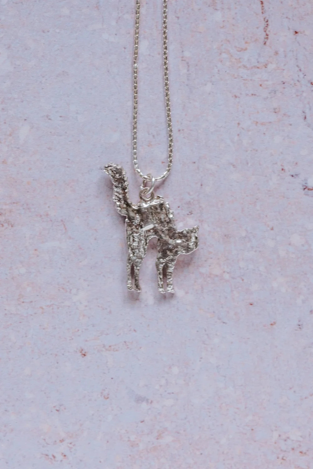 handmade silver cat necklace pendant on sterling silver chain