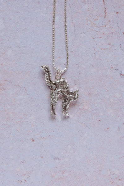 handmade silver cat necklace pendant on sterling silver chain