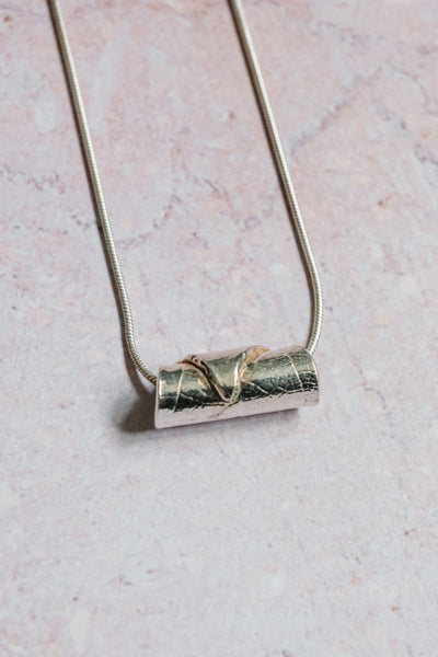 Silver Wrapped Leaf Necklace